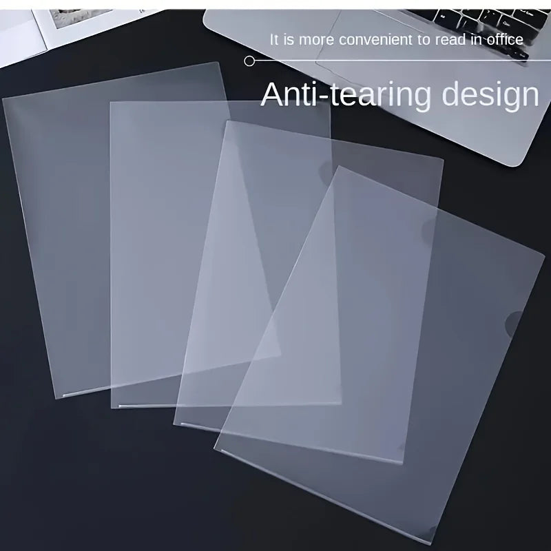 10 Pcs L-shaped folder plastic PP transparent single-page folder A4 two-page set office document storage and organization